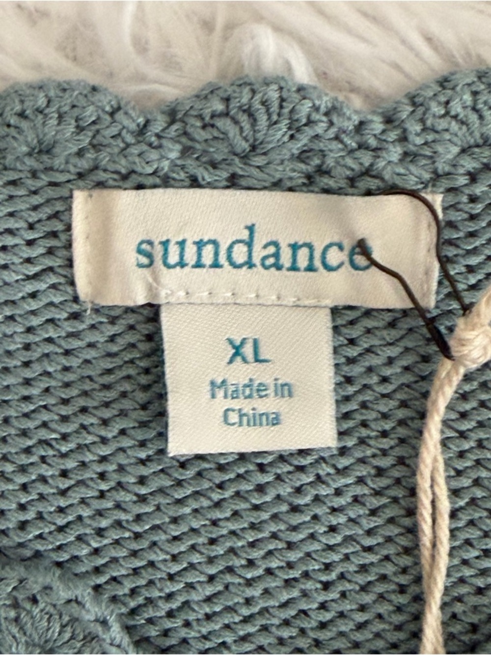 Sundance Womens Dover Pointelle Knit Cardigan Button Sweater Size XL Blue Green - Picture 4 of 9